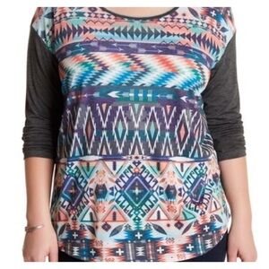 NWT Edista Printed Long Sleeve Shirt plus 1x gray